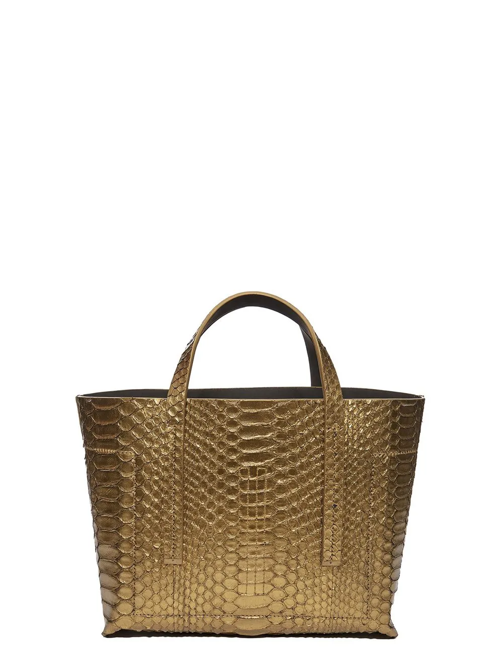 Rick Owens Mini Shopper In Gold Python Snakeskin