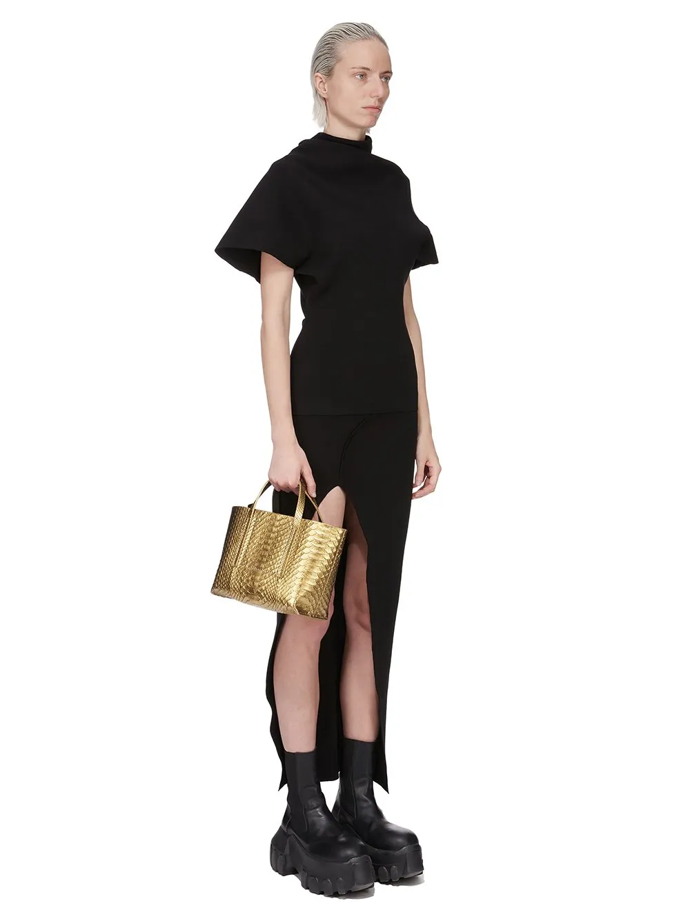Rick Owens Mini Shopper In Gold Python Snakeskin