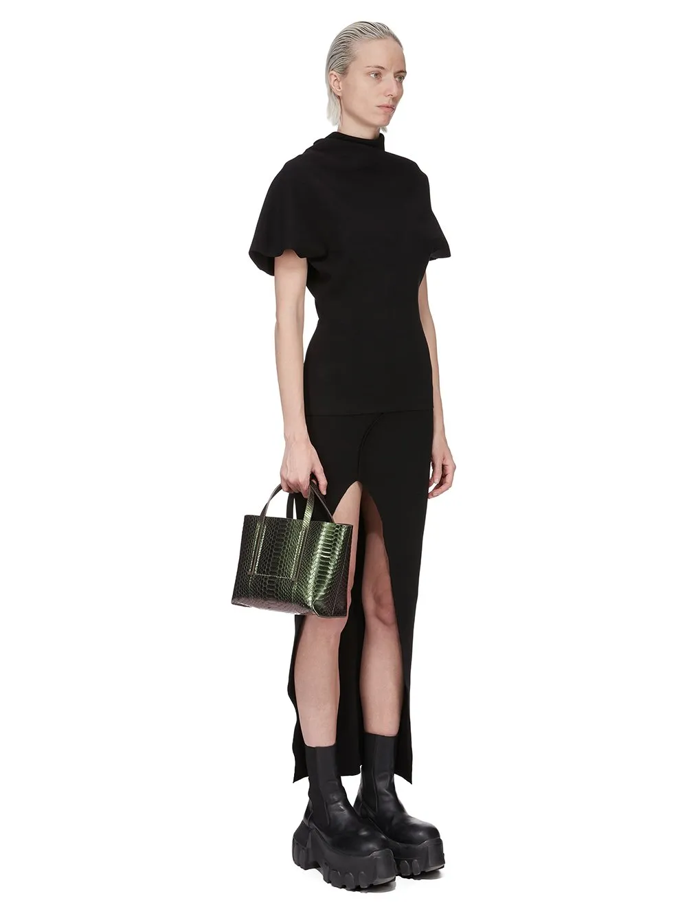 Rick Owens Mini Shopper In Iniridescent Python Snakeskin