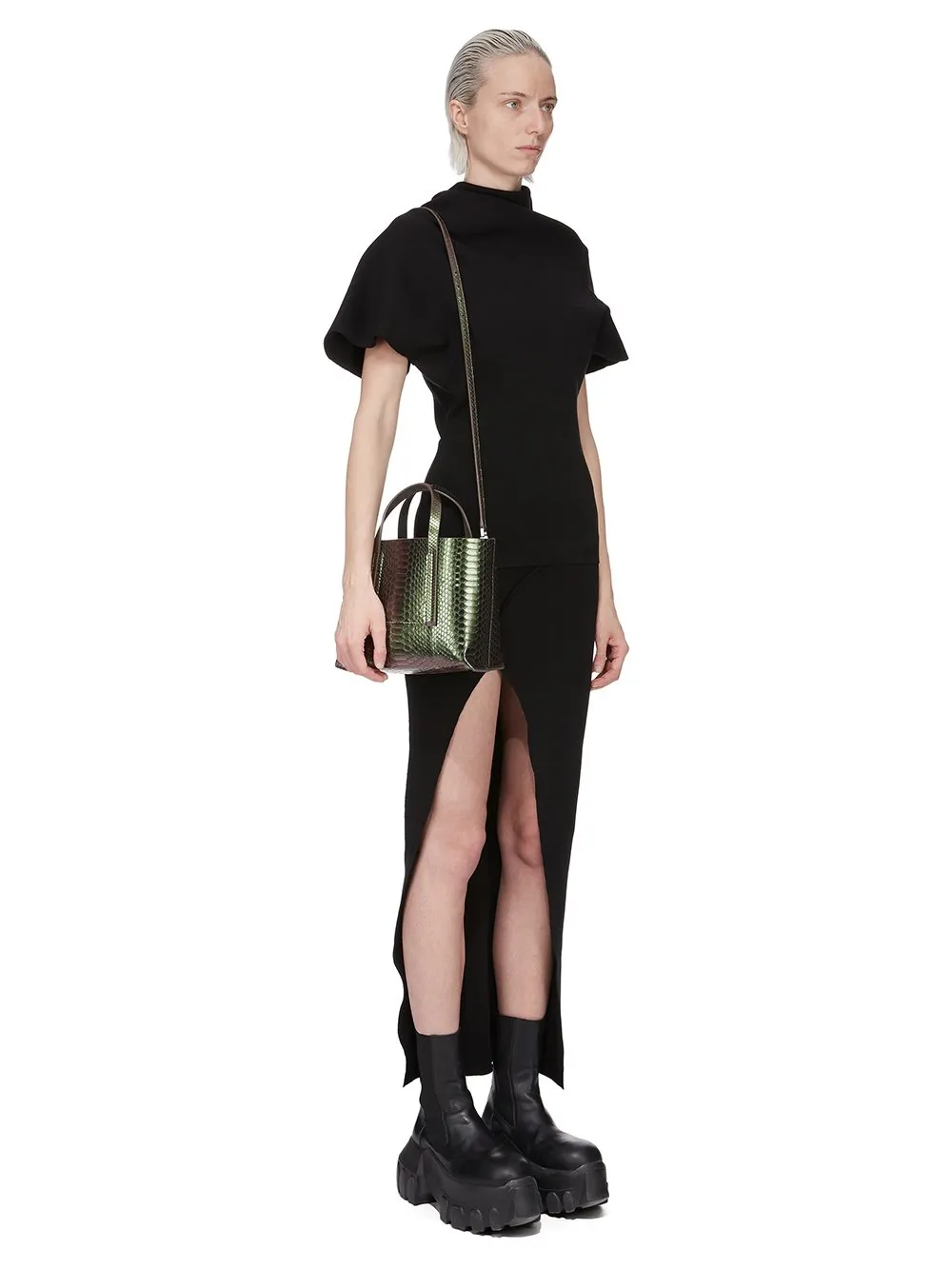 Rick Owens Mini Shopper In Iniridescent Python Snakeskin
