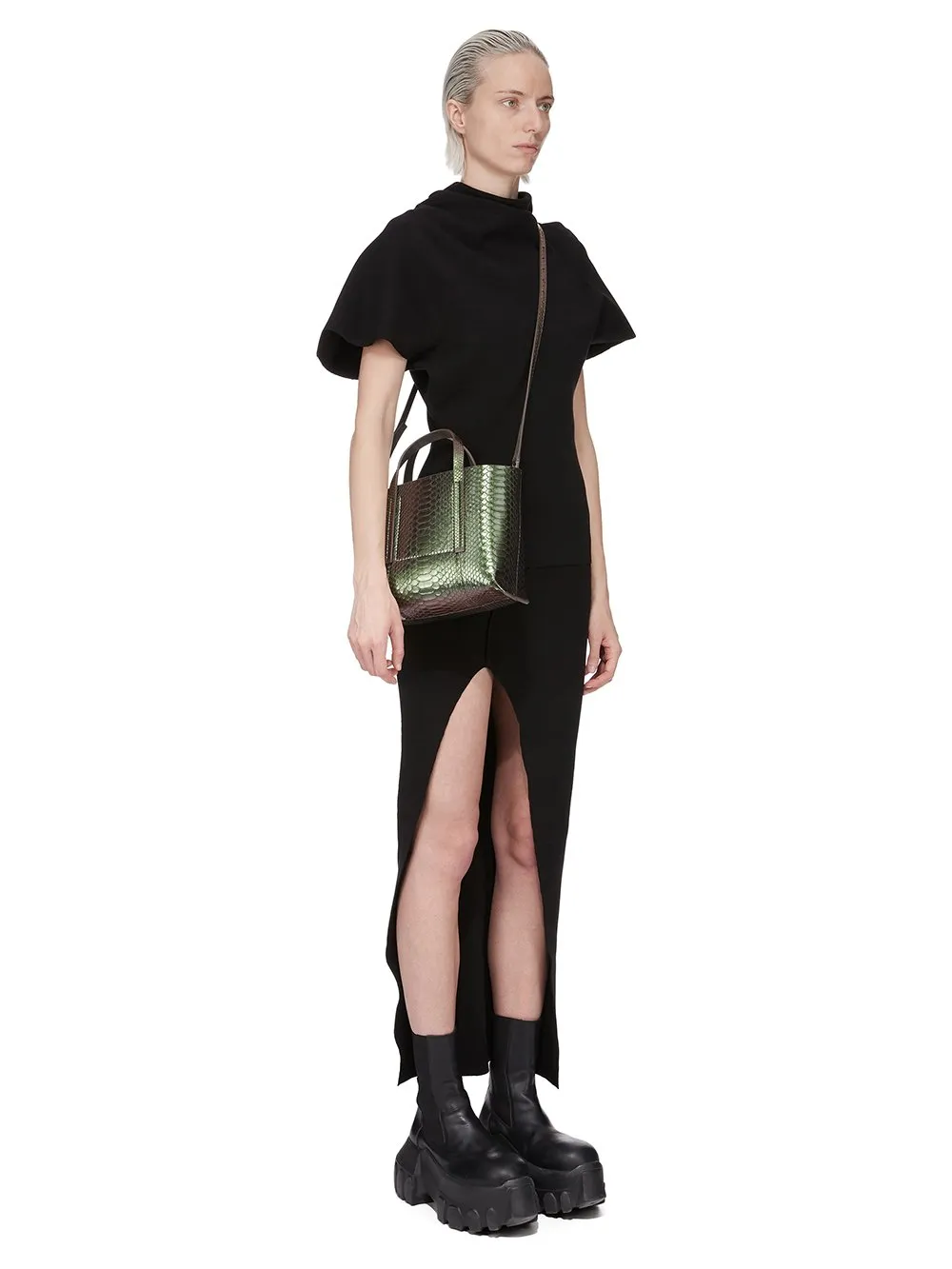 Rick Owens Mini Shopper In Iniridescent Python Snakeskin