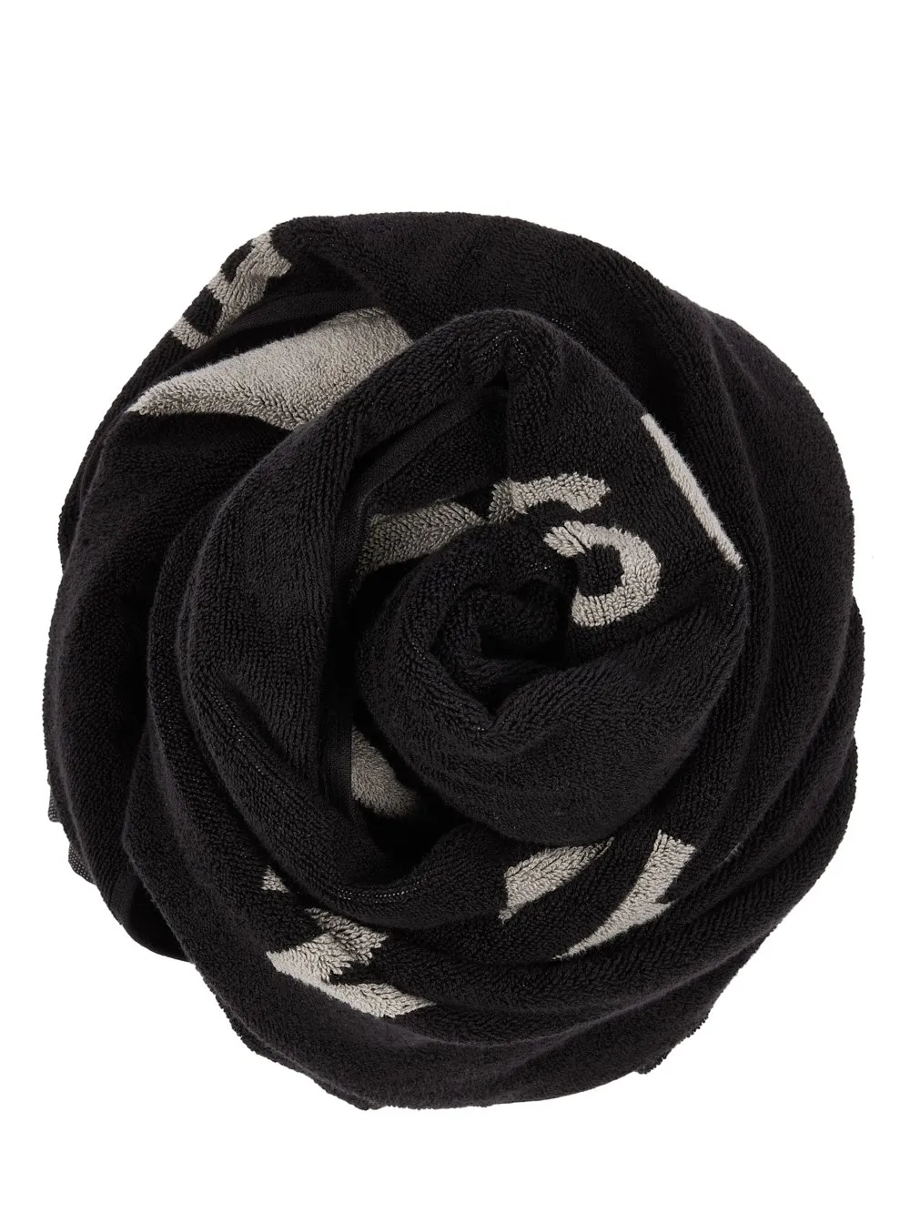 Rick Owens Beach Towel In Black/Pearl Heavy Cotton Terry