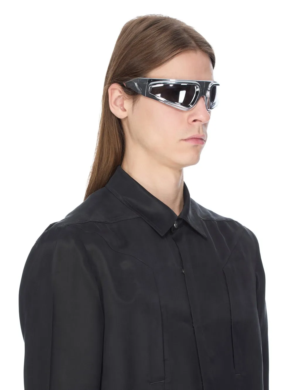 Rick Owens Ryder Sunglasses In Silver/Silver