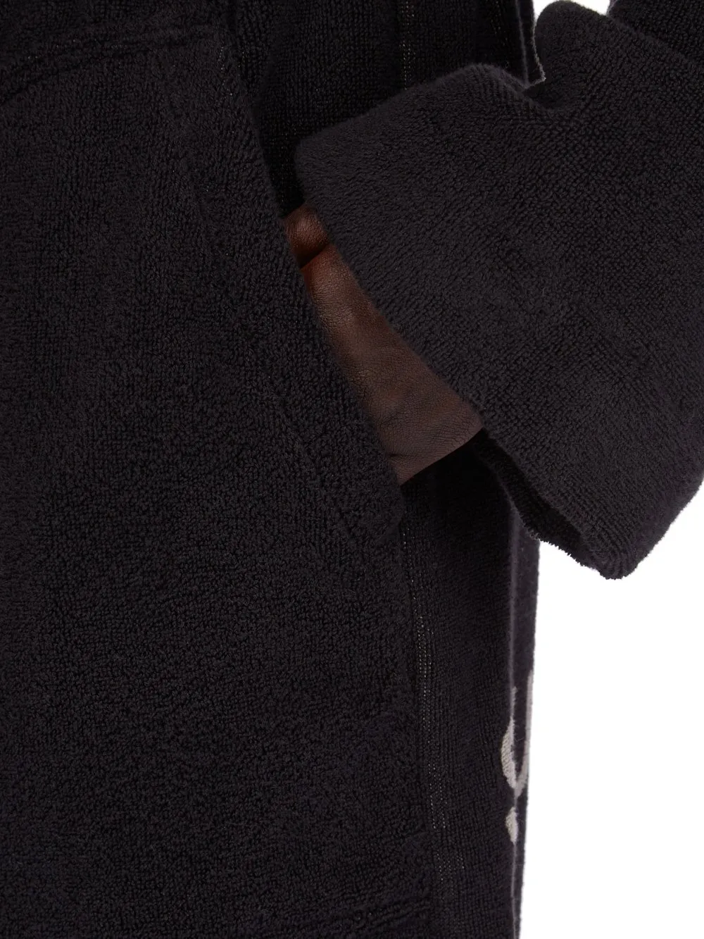 Rick Owens Beach Robe In Black/Pearl Heavy Cotton Terry