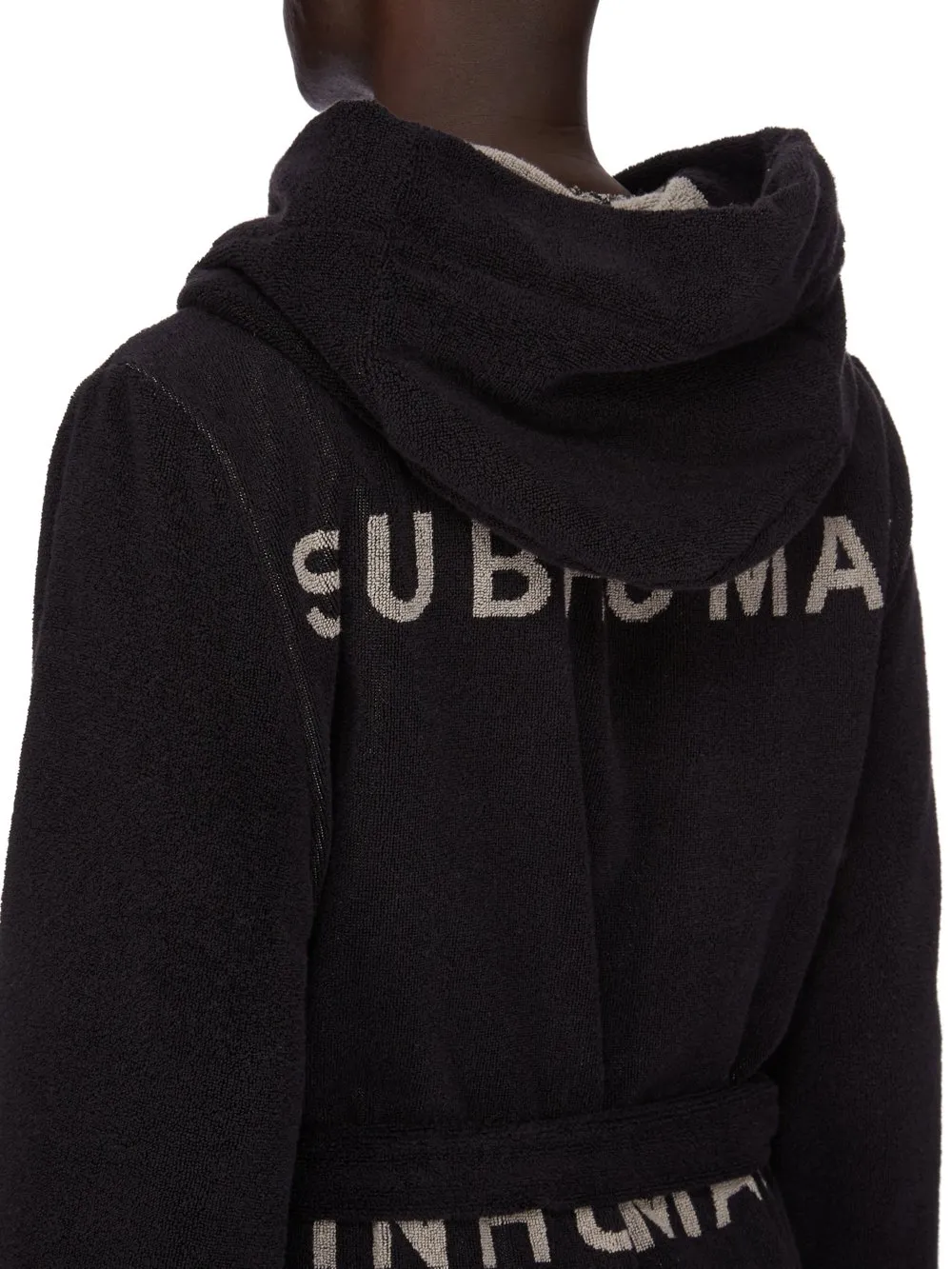 Rick Owens Beach Robe In Black/Pearl Heavy Cotton Terry