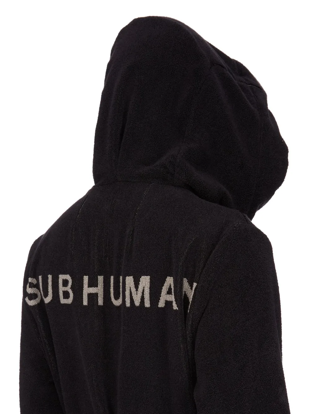 Rick Owens Beach Robe In Black/Pearl Heavy Cotton Terry
