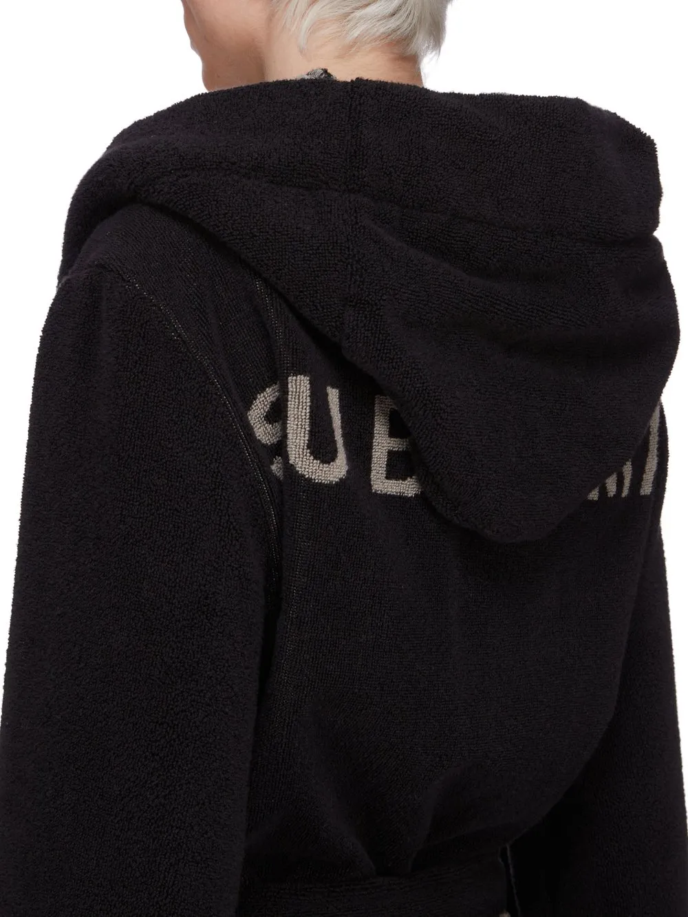 Rick Owens Beach Robe In Black/Pearl Heavy Cotton Terry