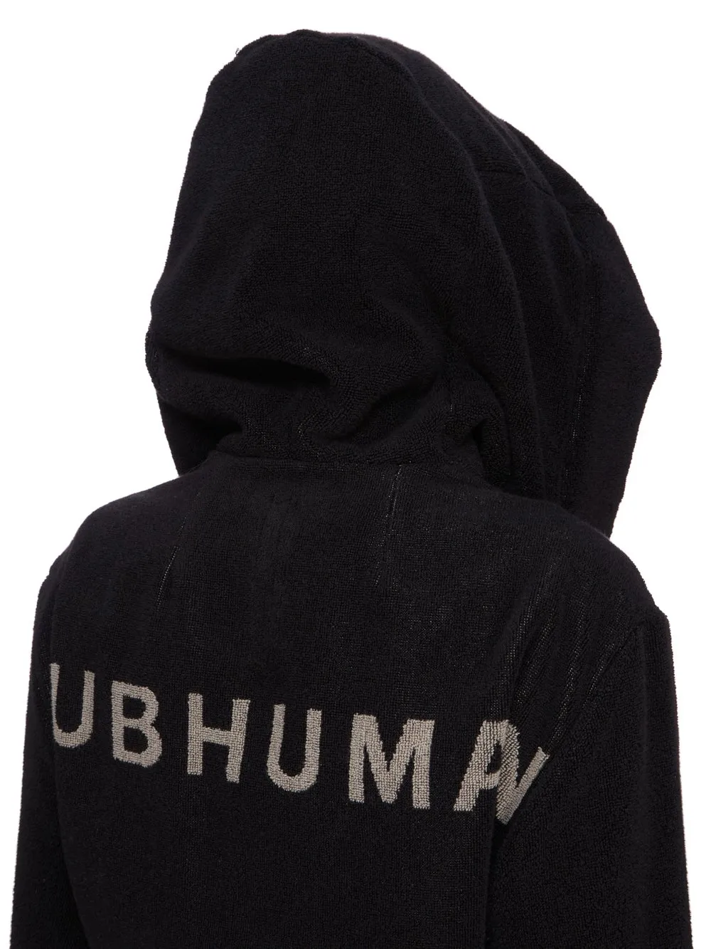 Rick Owens Beach Robe In Black/Pearl Heavy Cotton Terry
