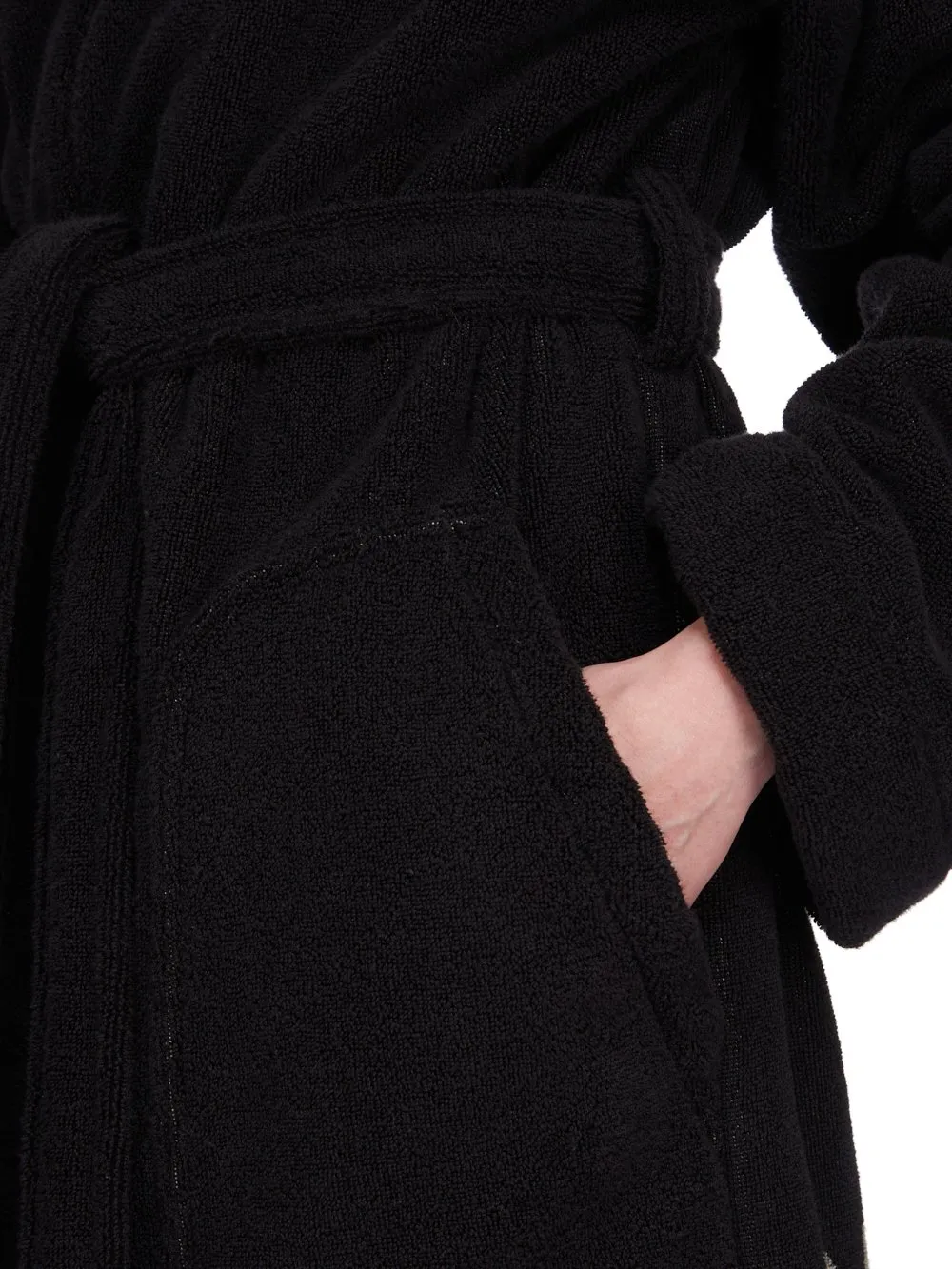 Rick Owens Beach Robe In Black/Pearl Heavy Cotton Terry