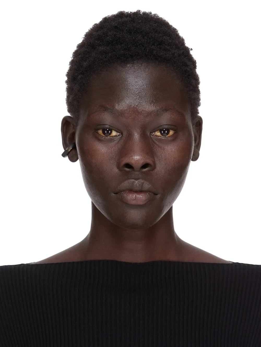 Rick Owens Round Prong Ear Cuff In Brassed Black