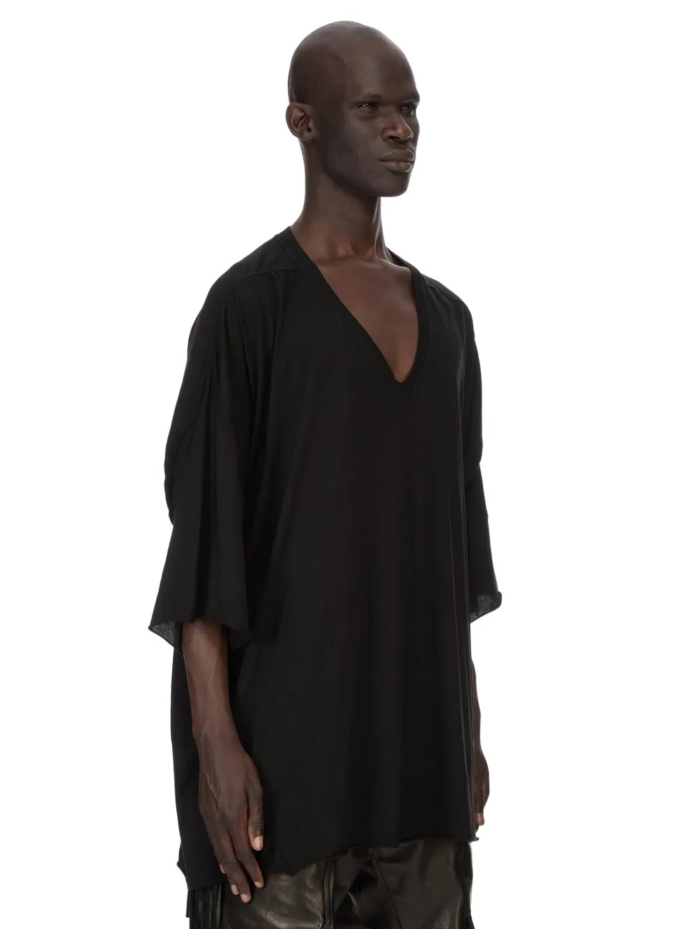 Rick Owens Temple V Tommy T In Black Cotton Gauze Jersey