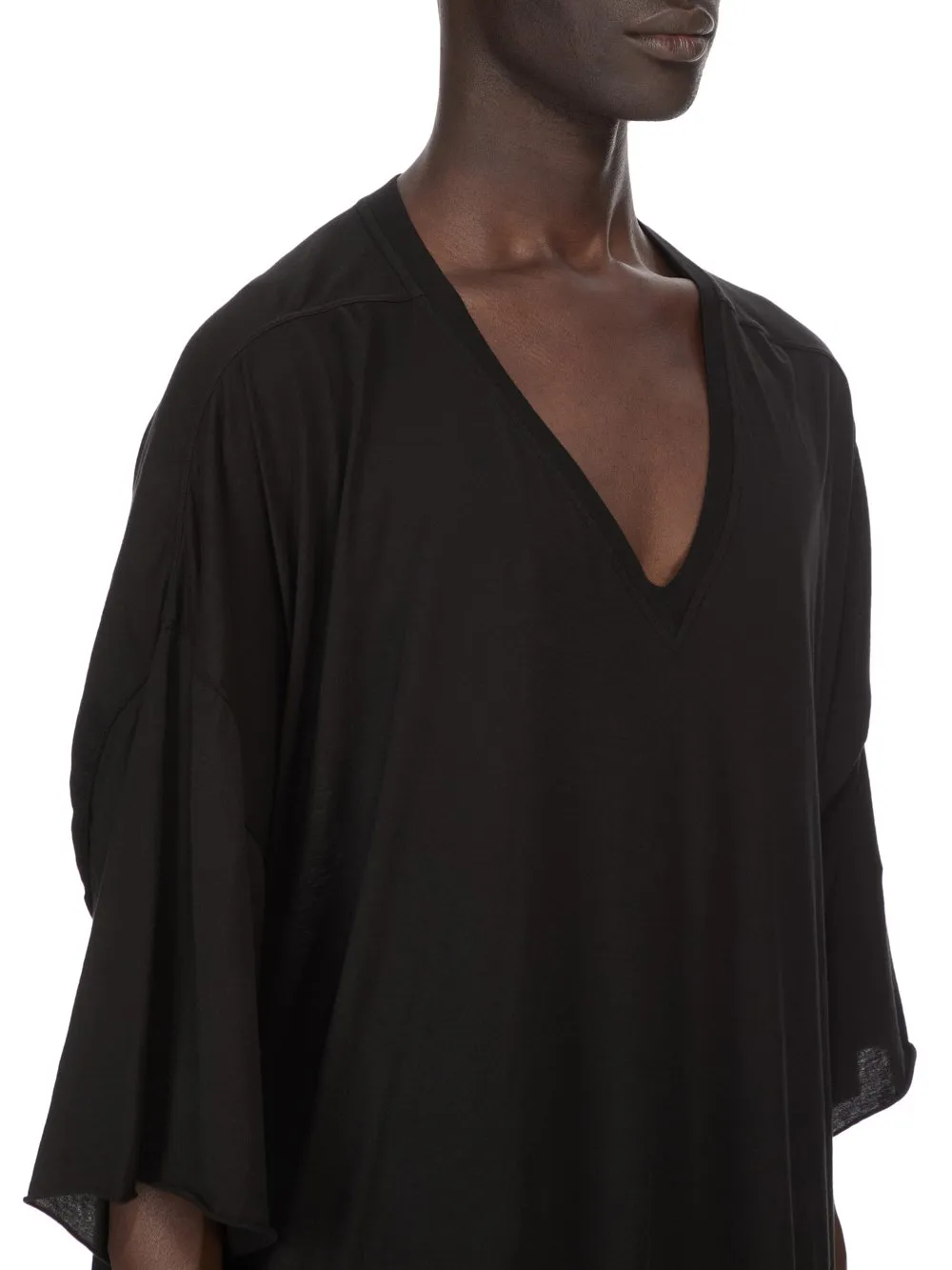 Rick Owens Temple V Tommy T In Black Cotton Gauze Jersey