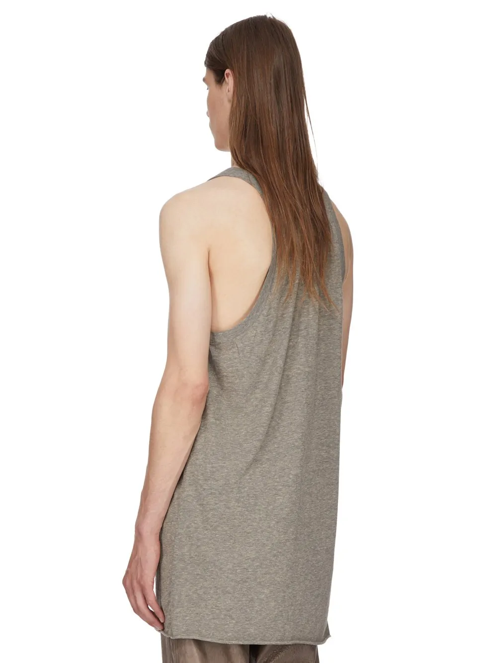 Rick Owens Temple Open Pony Tank In Grey Melange Grey Melange Jersey
