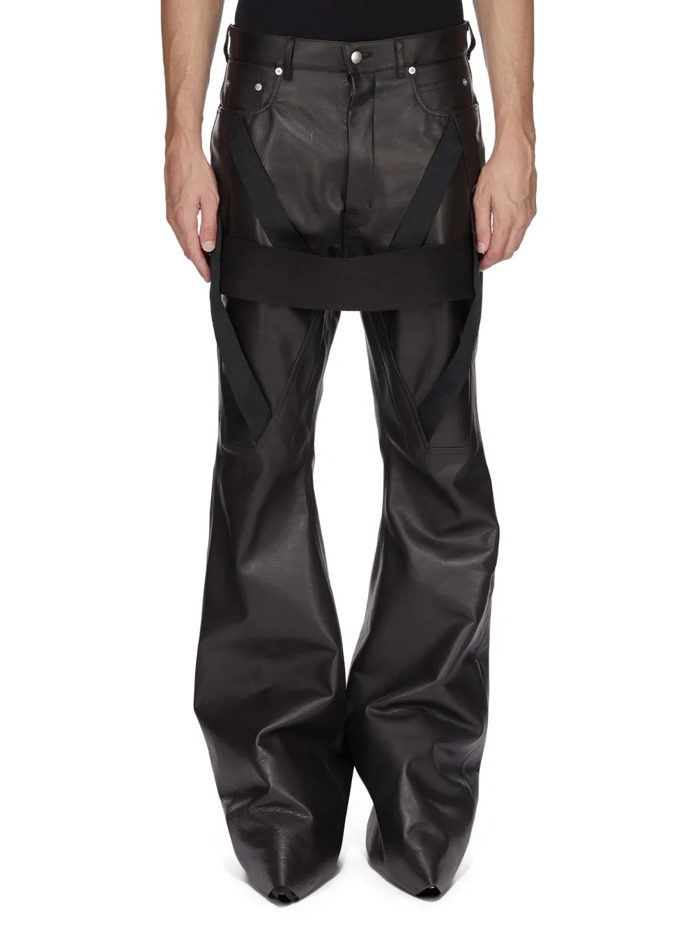 Rick Owens Temple Megastrapped Bolans In Black Nylon Canvas