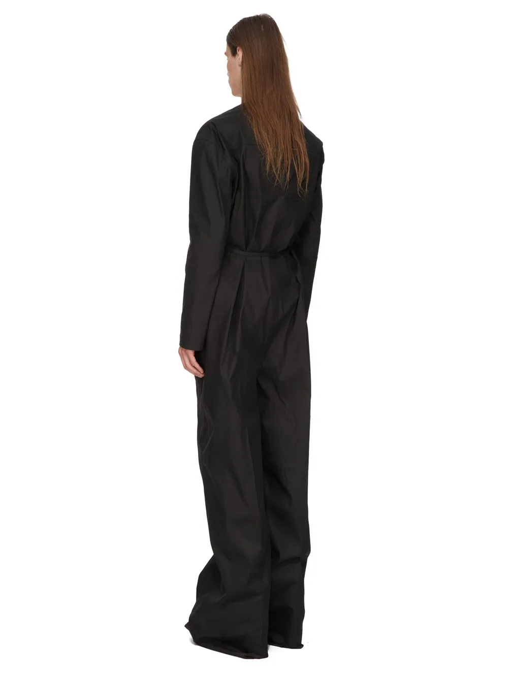 Rick Owens Temple Ls Flightsuit In Black Heavy Poplin