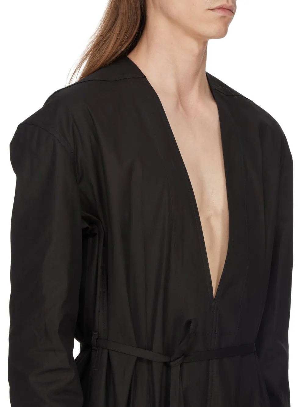Rick Owens Temple Ls Flightsuit In Black Heavy Poplin