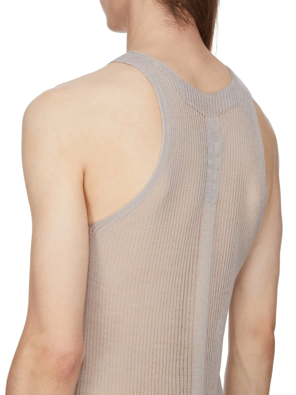 Rick Owens Temple Knit Tank In Pearl Ribbed Lightweight Cashmere Knit