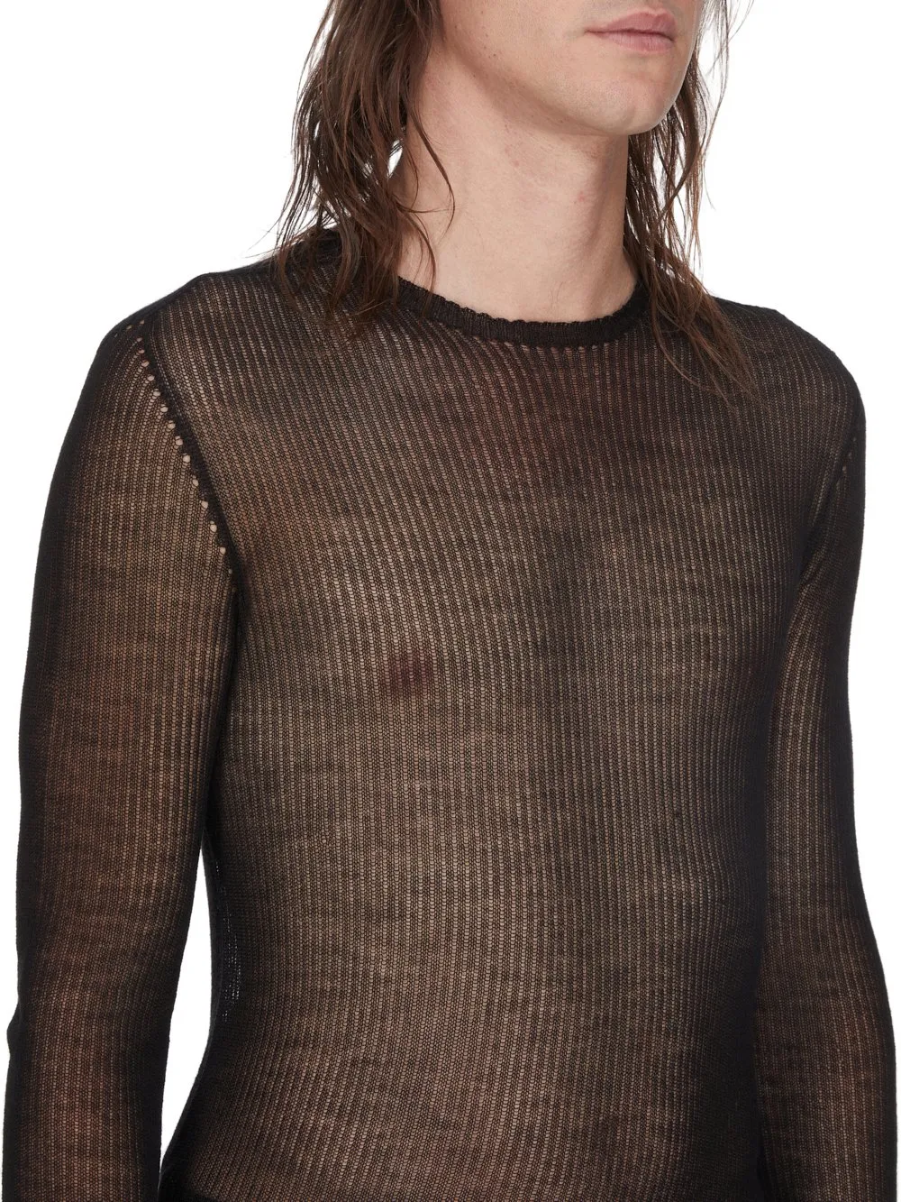 Rick Owens Temple Knit Dennis Top In Black Ribbed Lightweight Cashmere Knit
