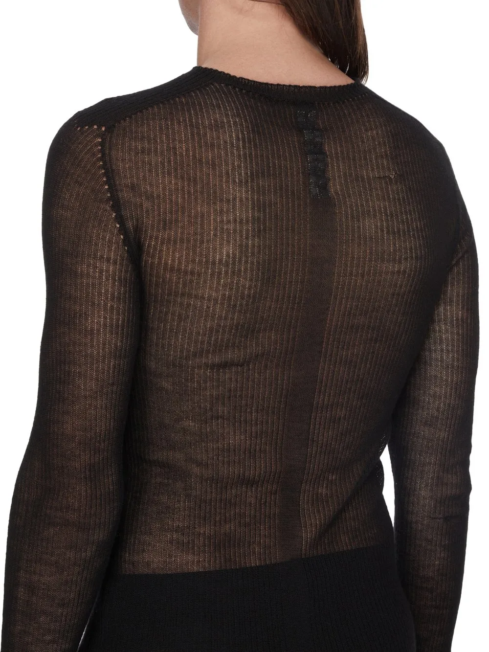 Rick Owens Temple Knit Dennis Top In Black Ribbed Lightweight Cashmere Knit