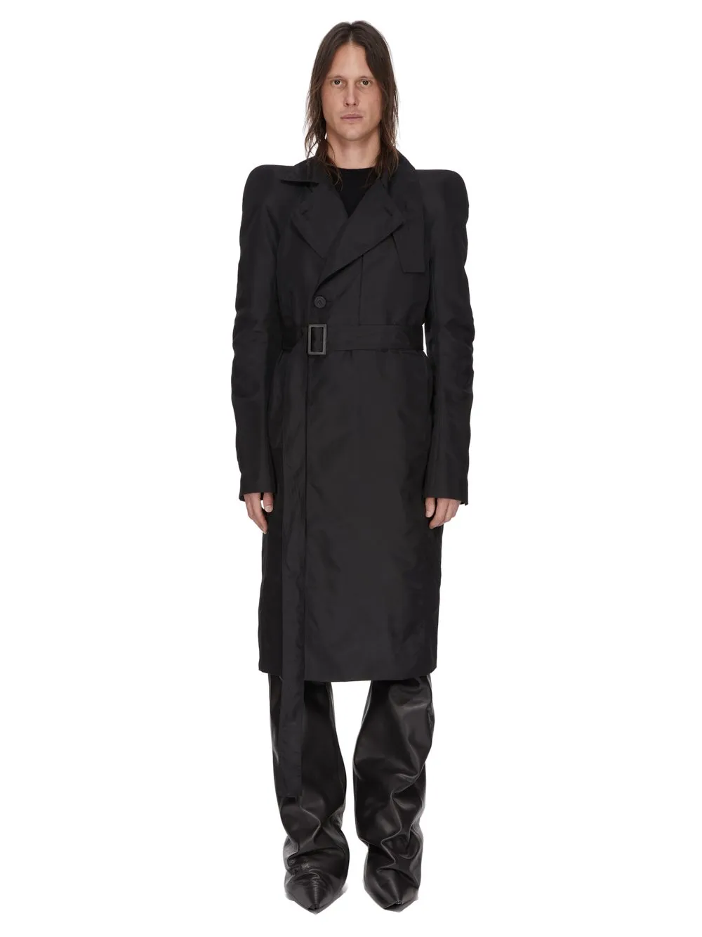 Rick Owens Temple Temple Trench In Black Nylon Canvas