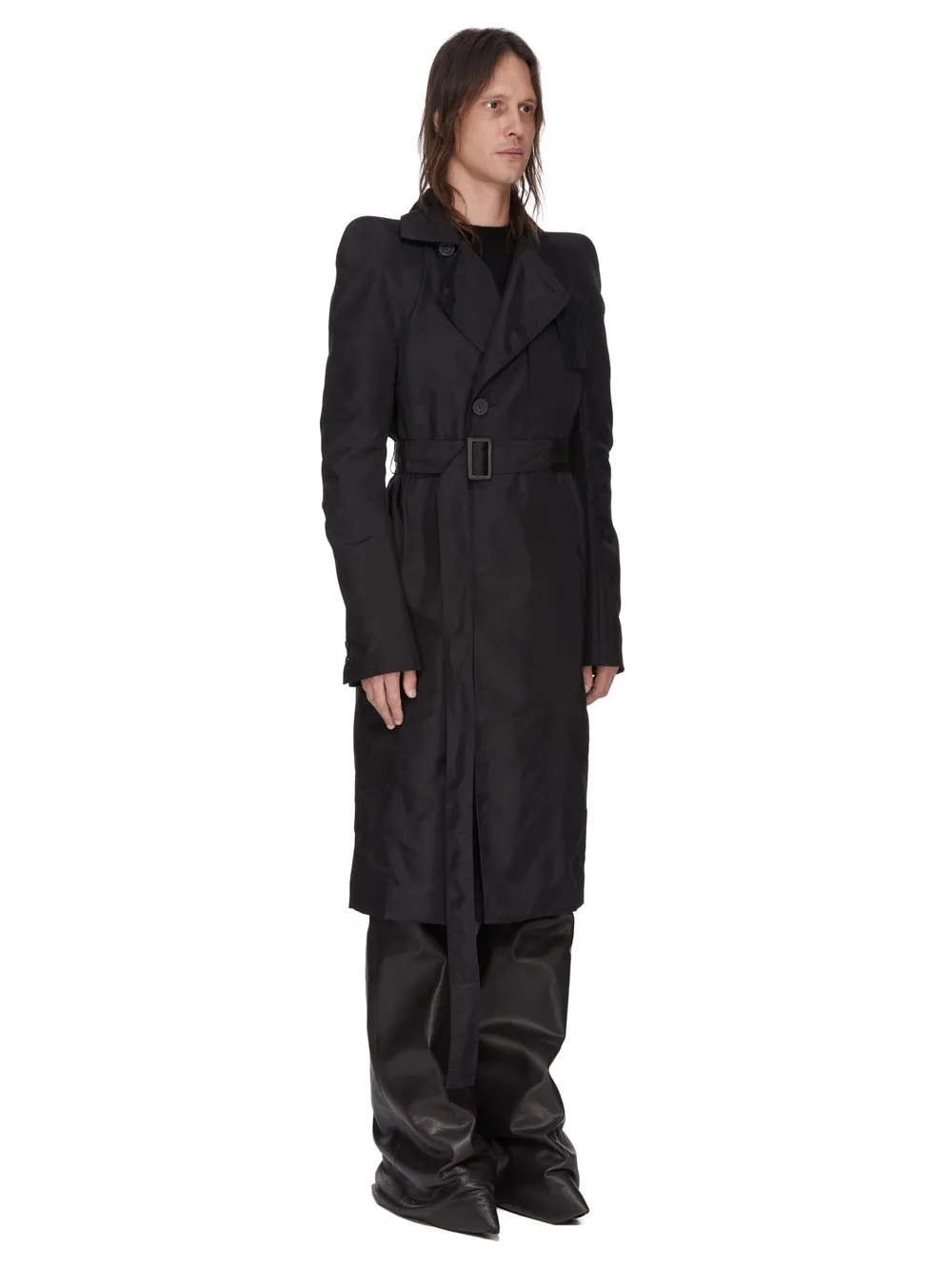 Rick Owens Temple Temple Trench In Black Nylon Canvas
