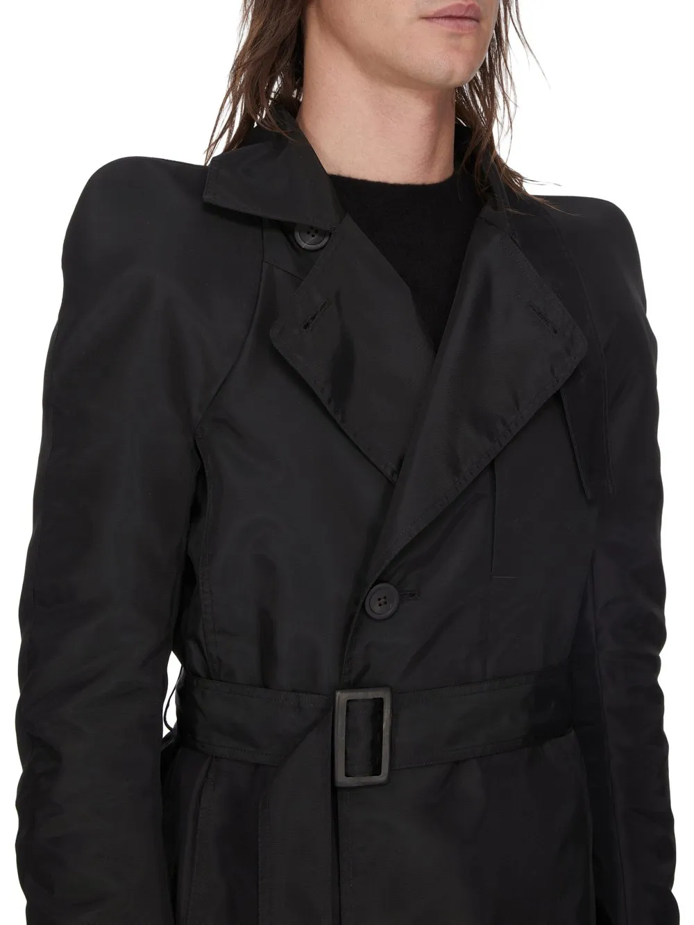 Rick Owens Temple Temple Trench In Black Nylon Canvas