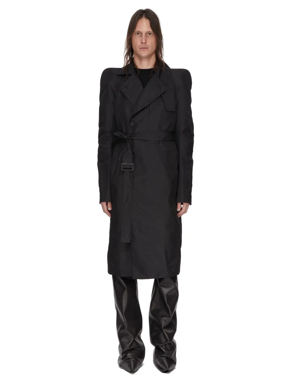 Rick Owens Temple Temple Trench In Black Nylon Canvas