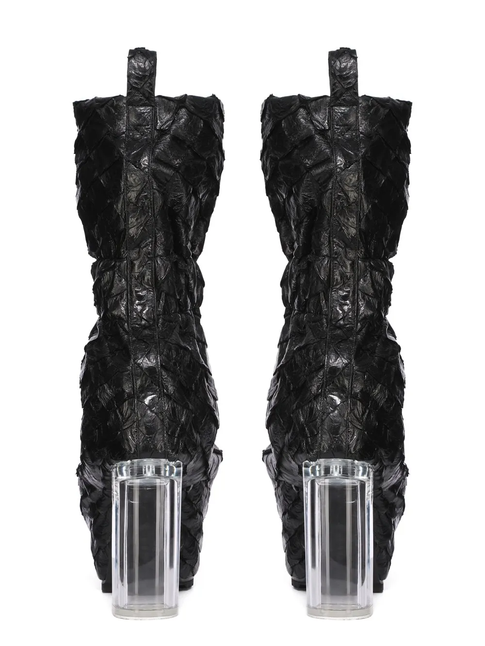 Rick Owens Temple Pull On Cuffed Taquito In Black/Clear Glossy Pirarucu