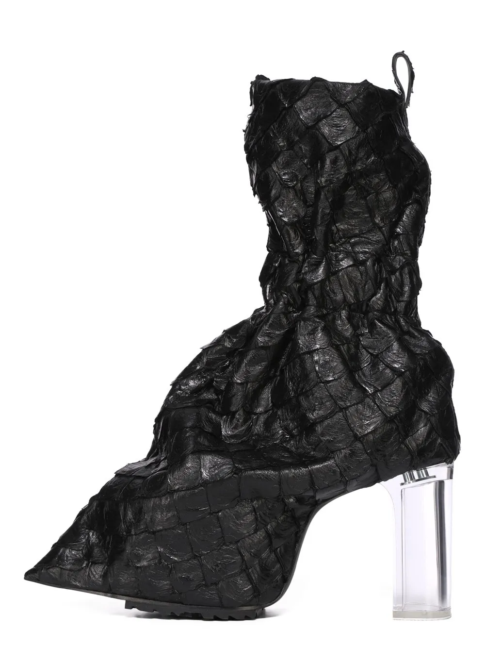 Rick Owens Temple Pull On Cuffed Taquito In Black/Clear Glossy Pirarucu
