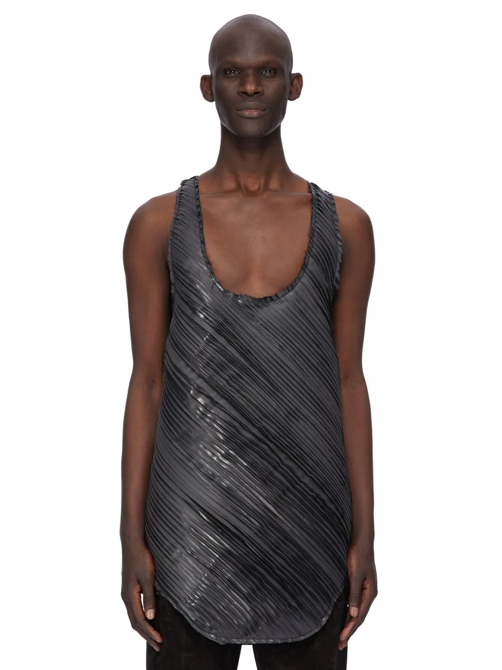 Rick Owens Concordians Runway Pony Tank In Black Latex
