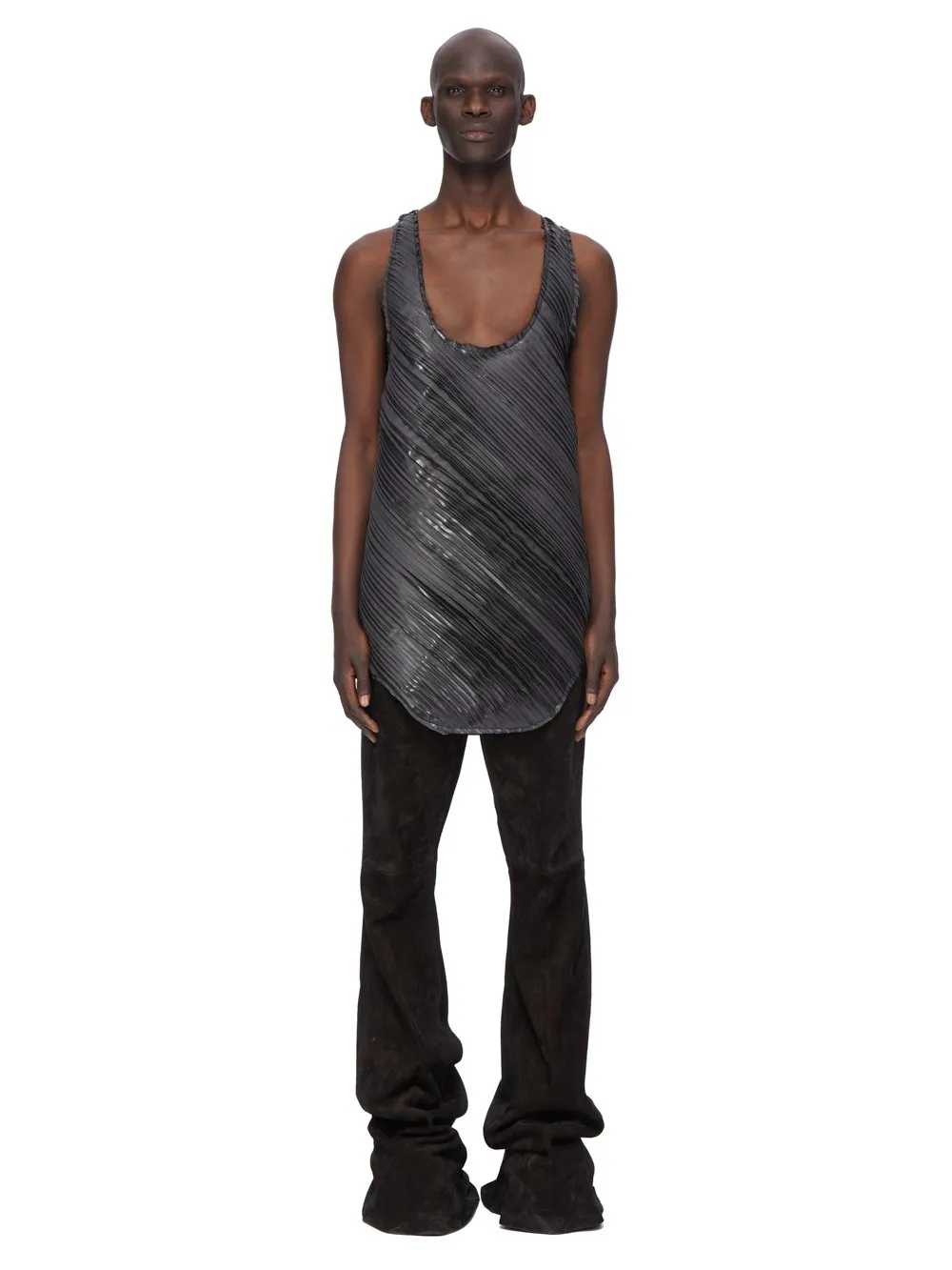 Rick Owens Concordians Runway Pony Tank In Black Latex