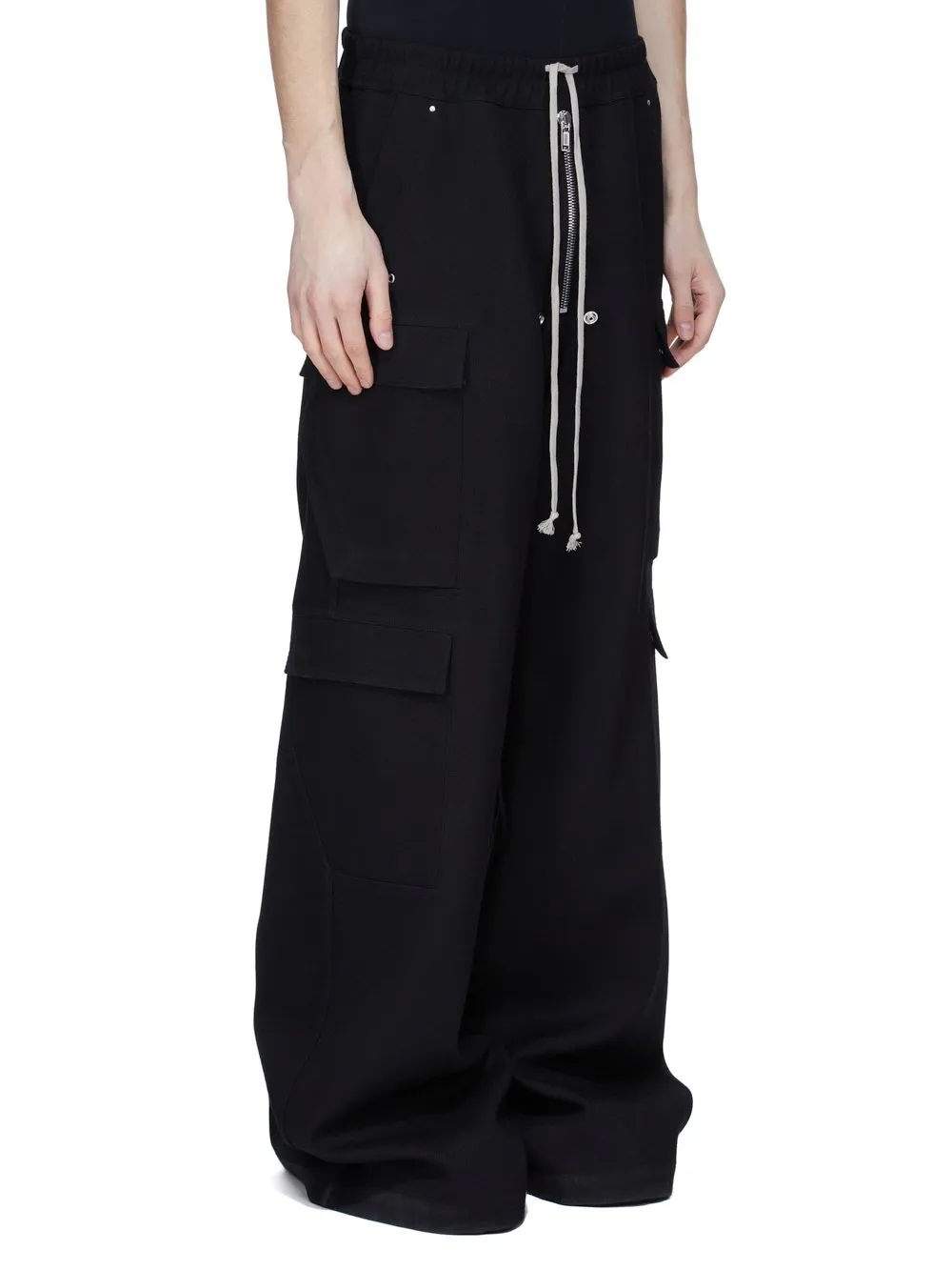 Rick Owens Concordians Runway Cargobelas In Black Wool Drill