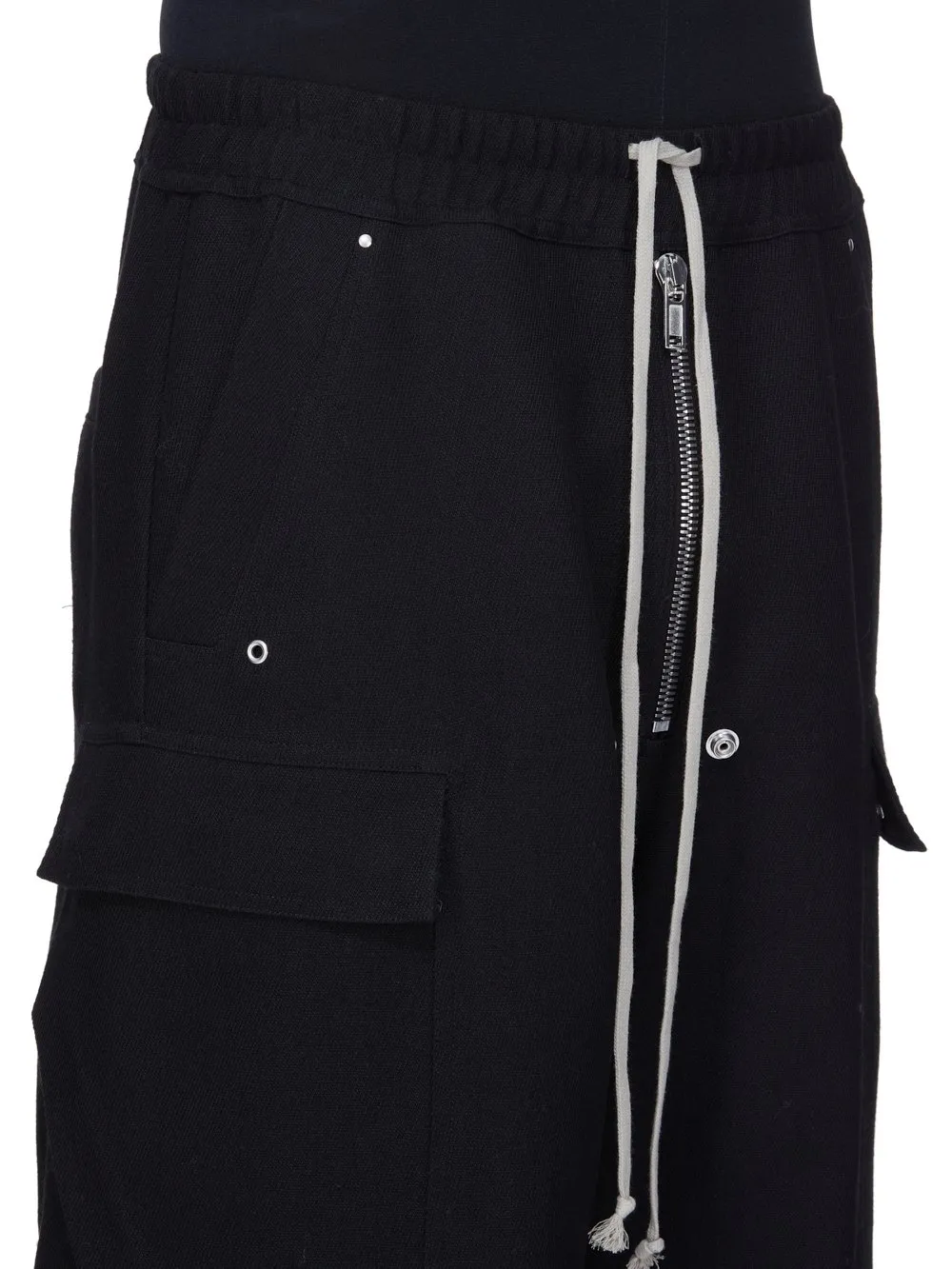 Rick Owens Concordians Runway Cargobelas In Black Wool Drill