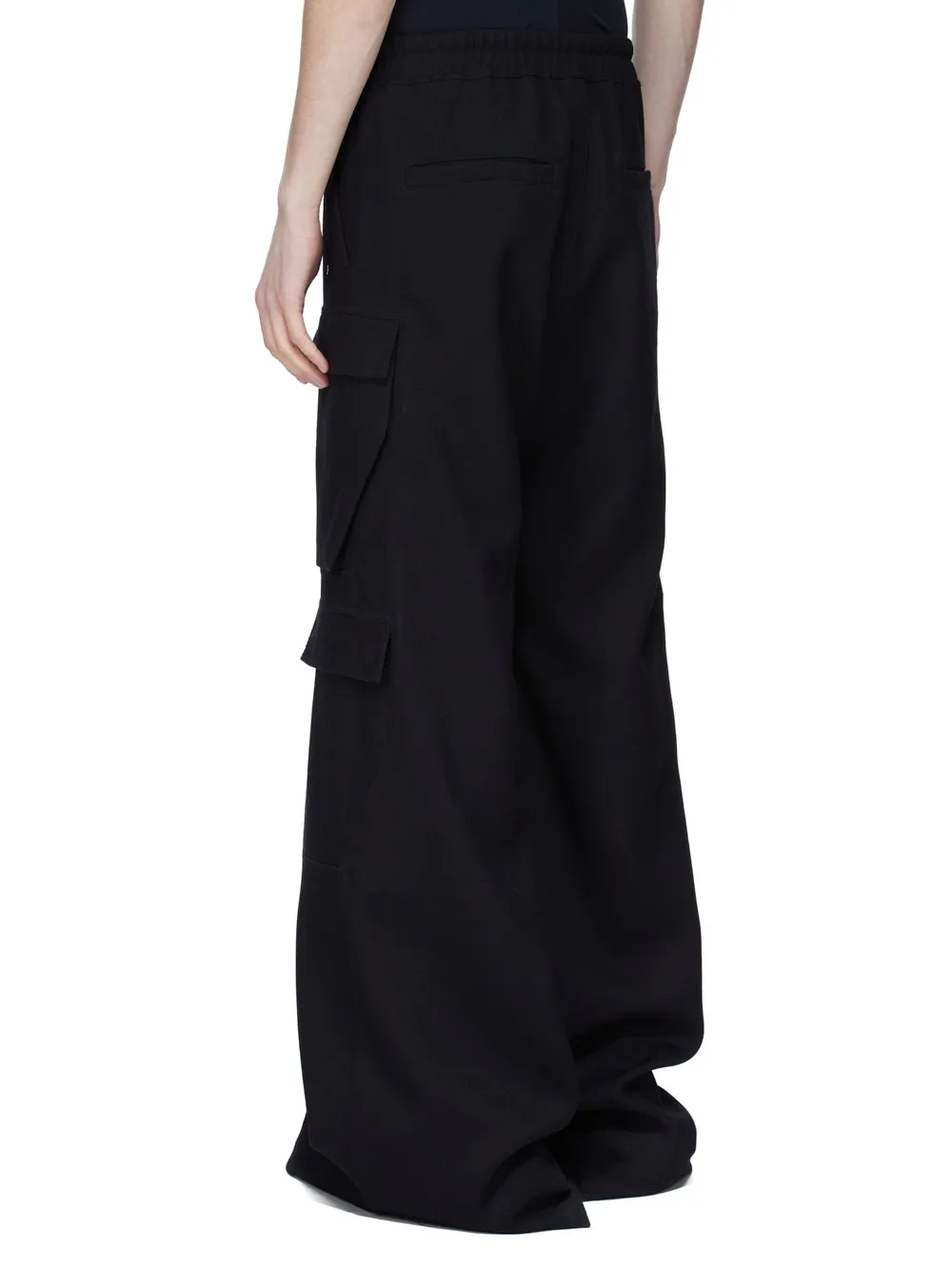Rick Owens Concordians Runway Cargobelas In Black Wool Drill