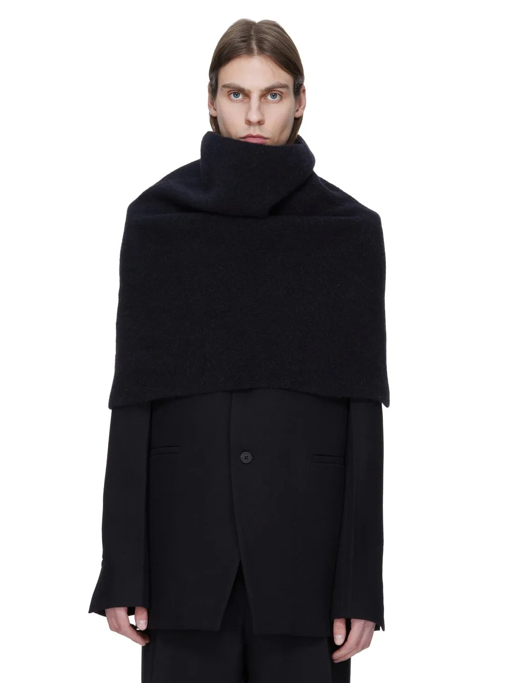 Rick Owens Concordians Runway Cowl In Black Alpaca Knit