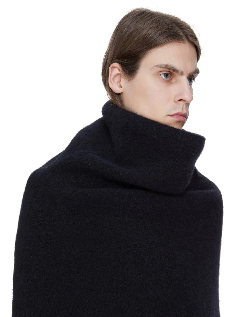 Rick Owens Concordians Runway Cowl In Black Alpaca Knit