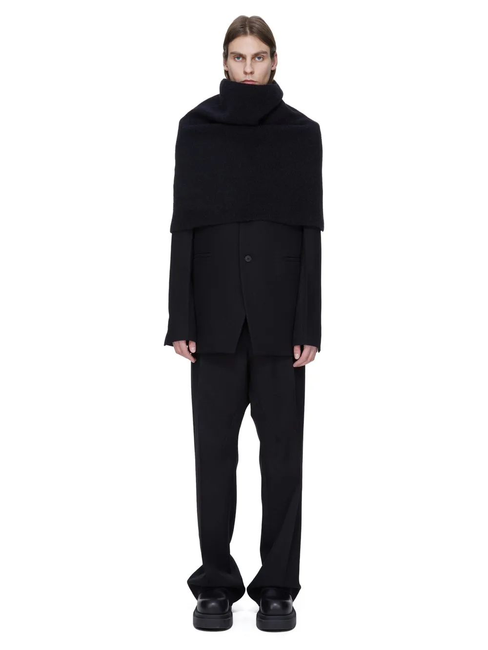 Rick Owens Concordians Runway Cowl In Black Alpaca Knit