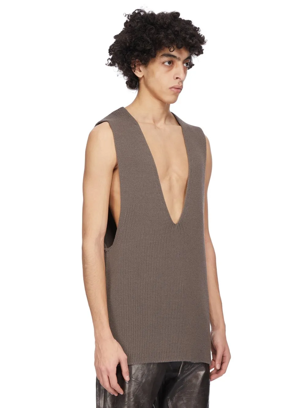 Rick Owens Concordians Runway V Tank In Darkdust Wool