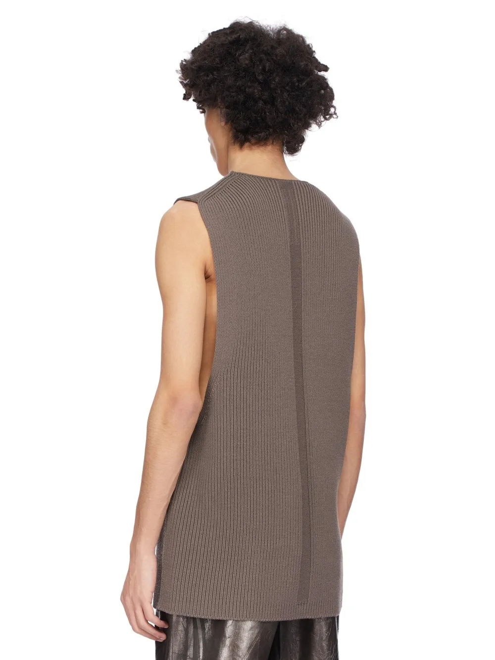Rick Owens Concordians Runway V Tank In Darkdust Wool