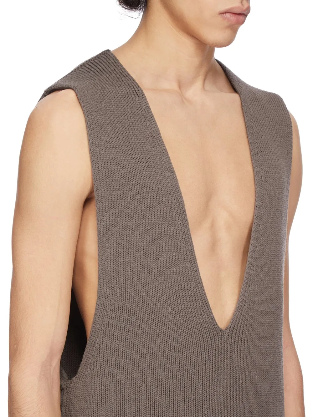 Rick Owens Concordians Runway V Tank In Darkdust Wool