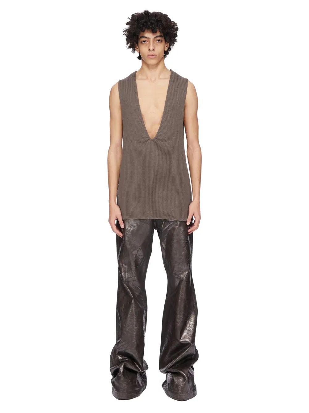 Rick Owens Concordians Runway V Tank In Darkdust Wool