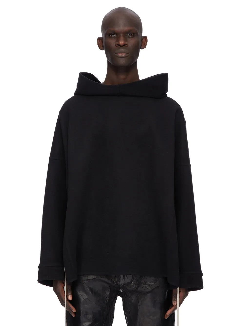 Rick Owens Concordians Runway Hooded Tunic In Black Vicuna