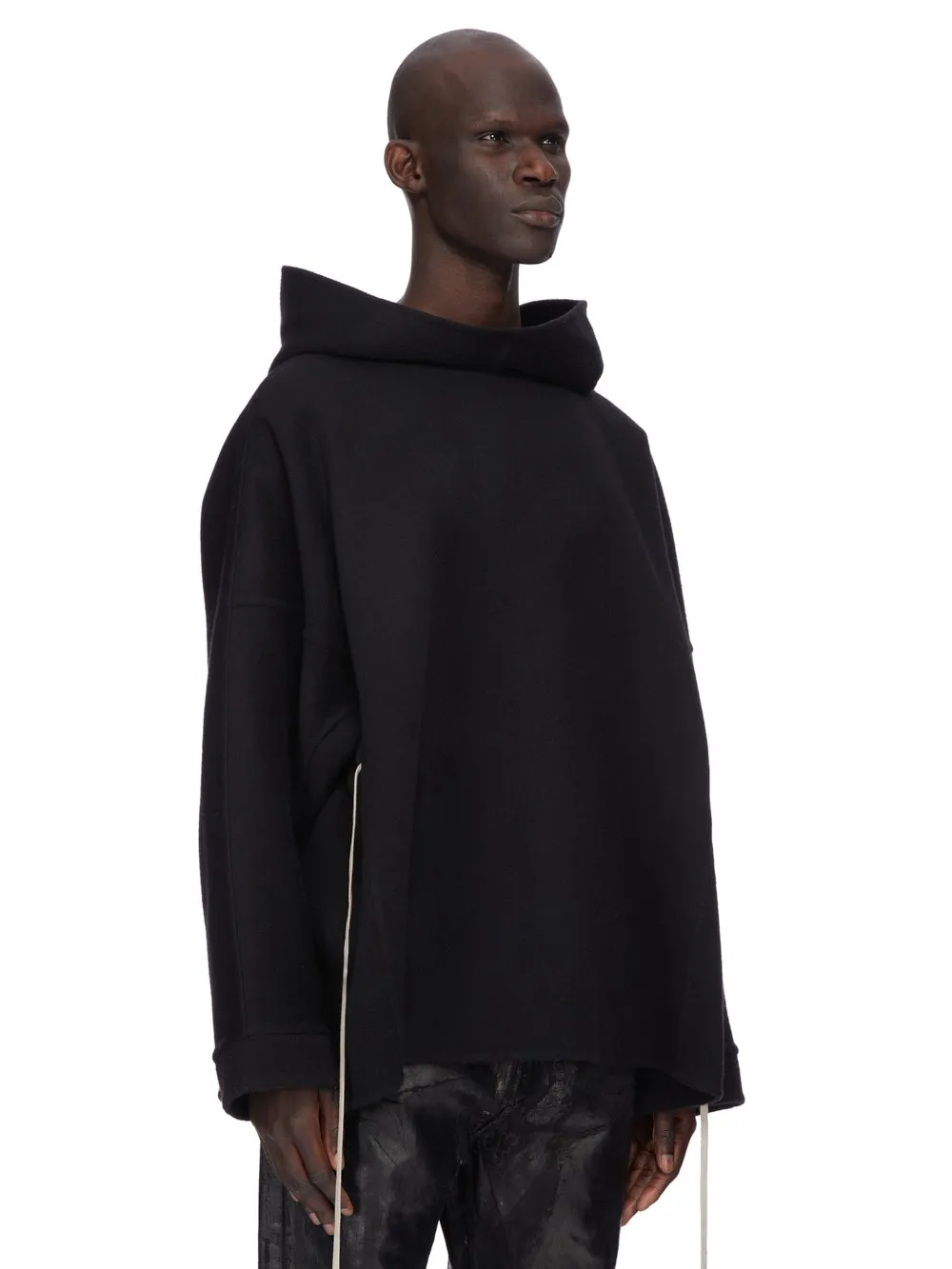 Rick Owens Concordians Runway Hooded Tunic In Black Vicuna