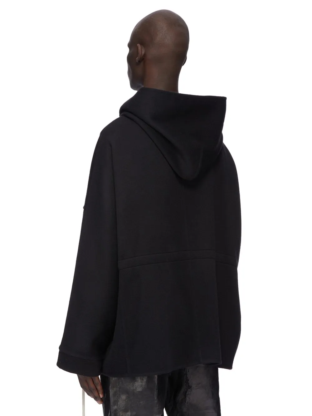 Rick Owens Concordians Runway Hooded Tunic In Black Vicuna