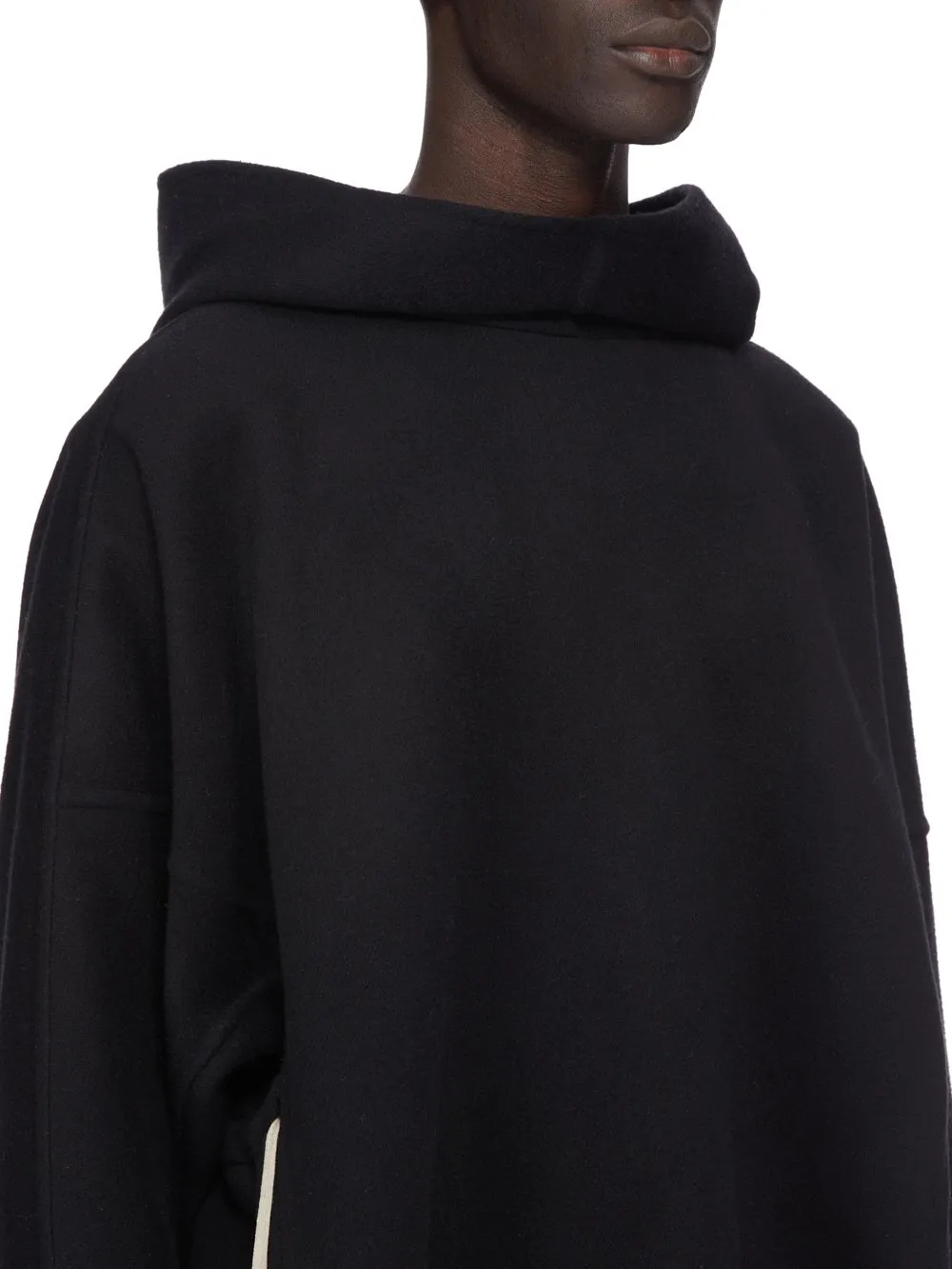 Rick Owens Concordians Runway Hooded Tunic In Black Vicuna