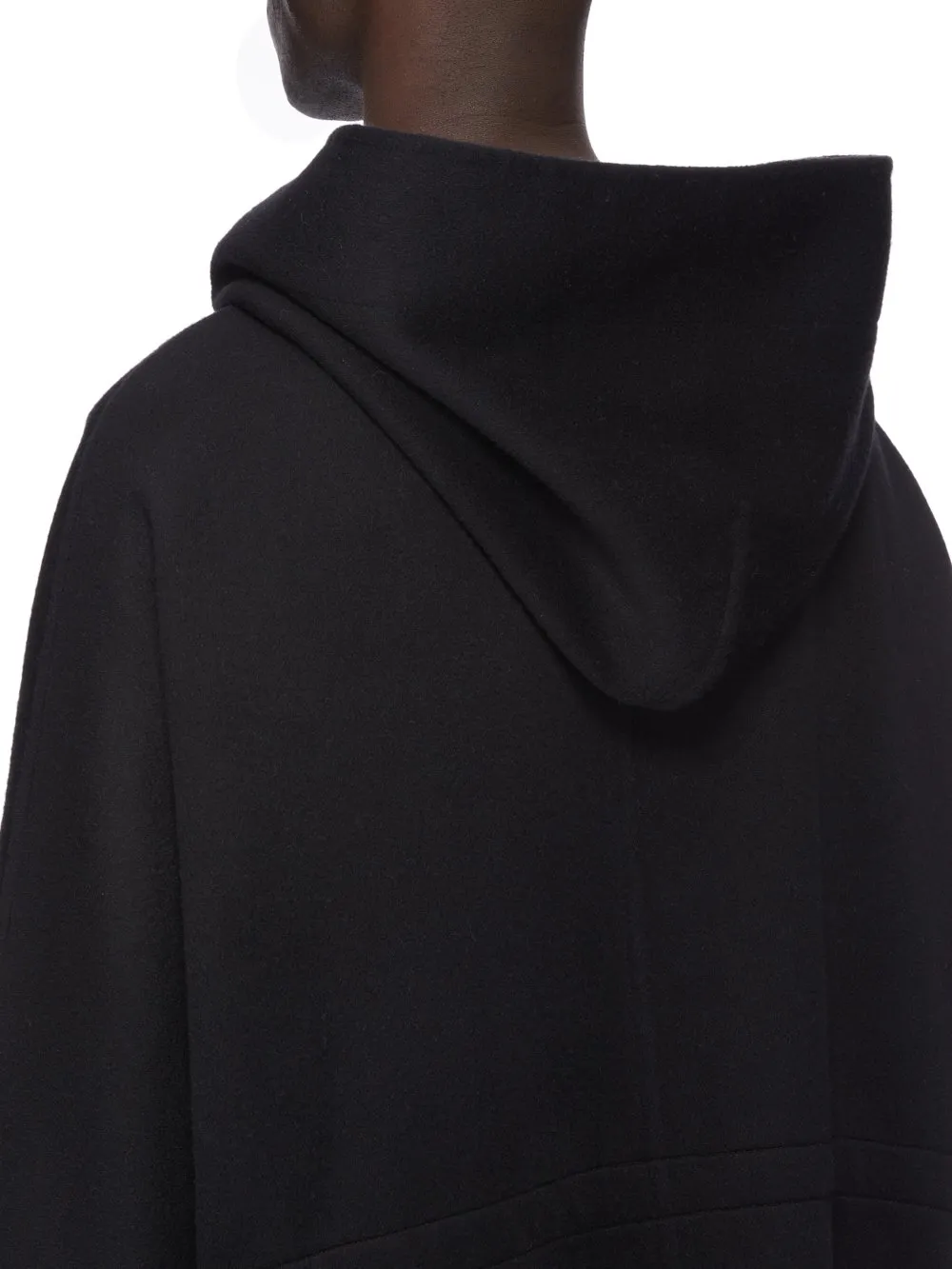 Rick Owens Concordians Runway Hooded Tunic In Black Vicuna