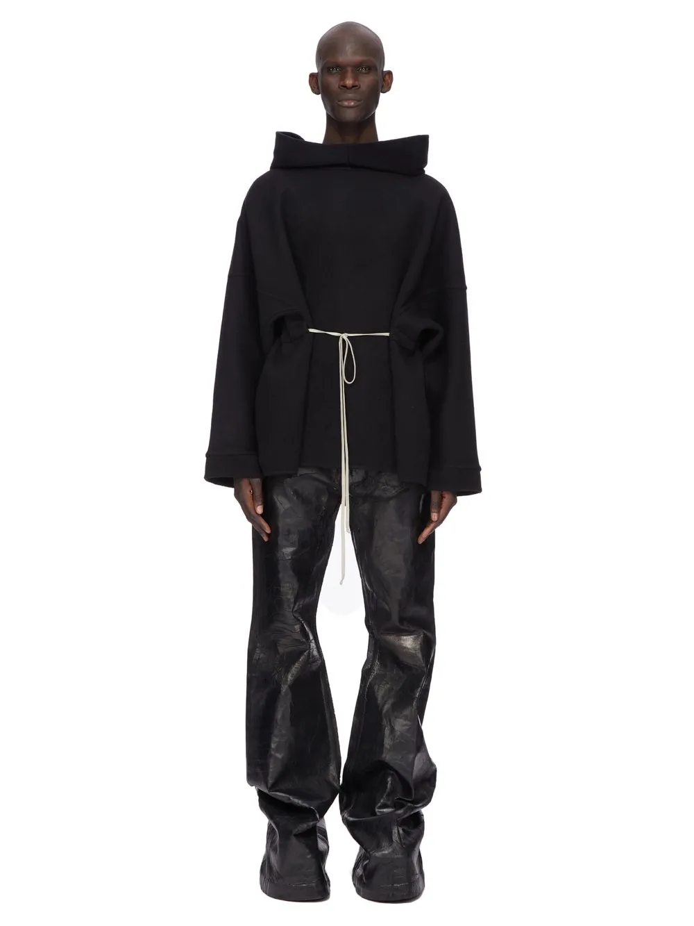 Rick Owens Concordians Runway Hooded Tunic In Black Vicuna