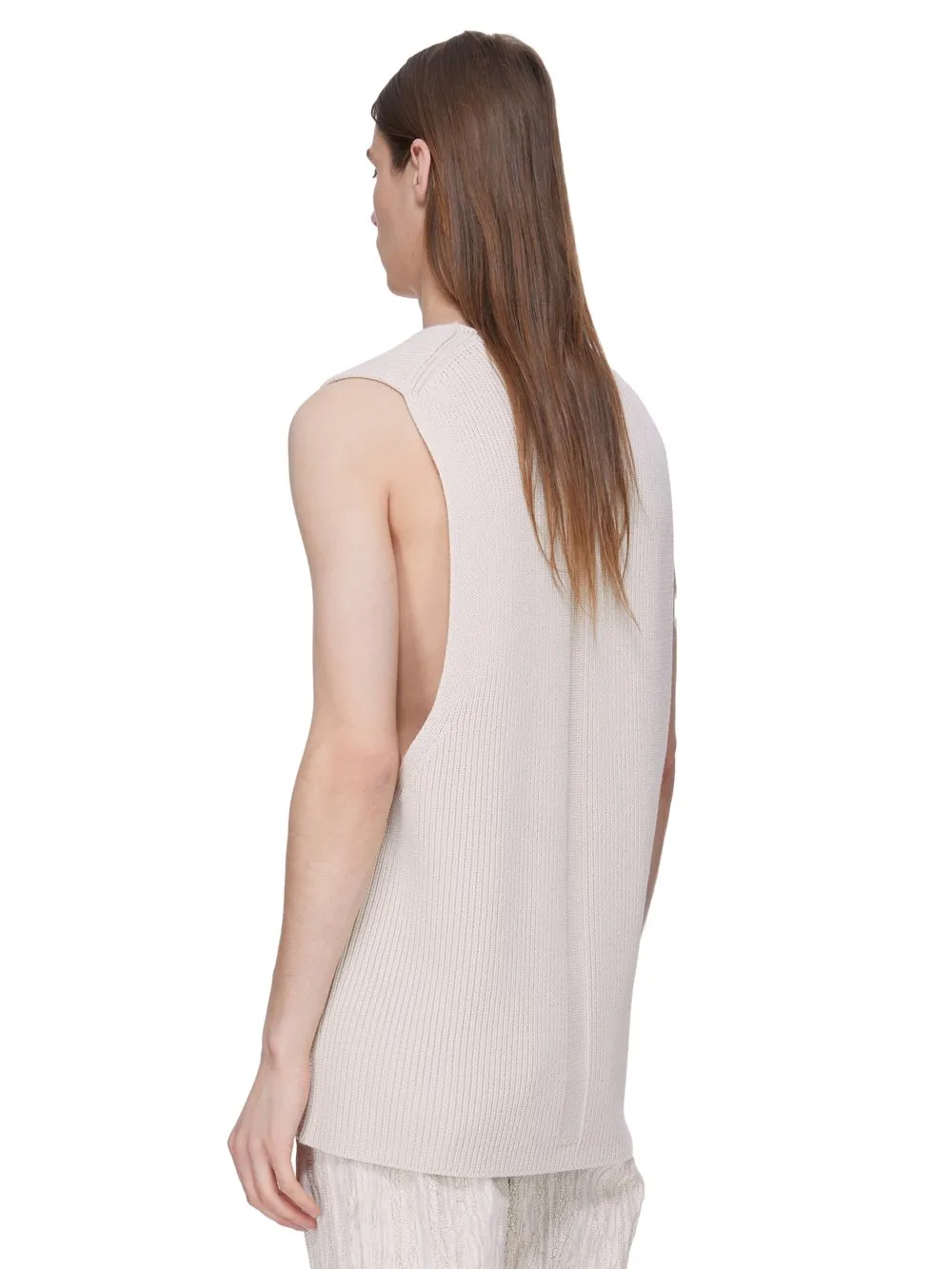 Rick Owens Concordians Runway V Tank In Natural Wool