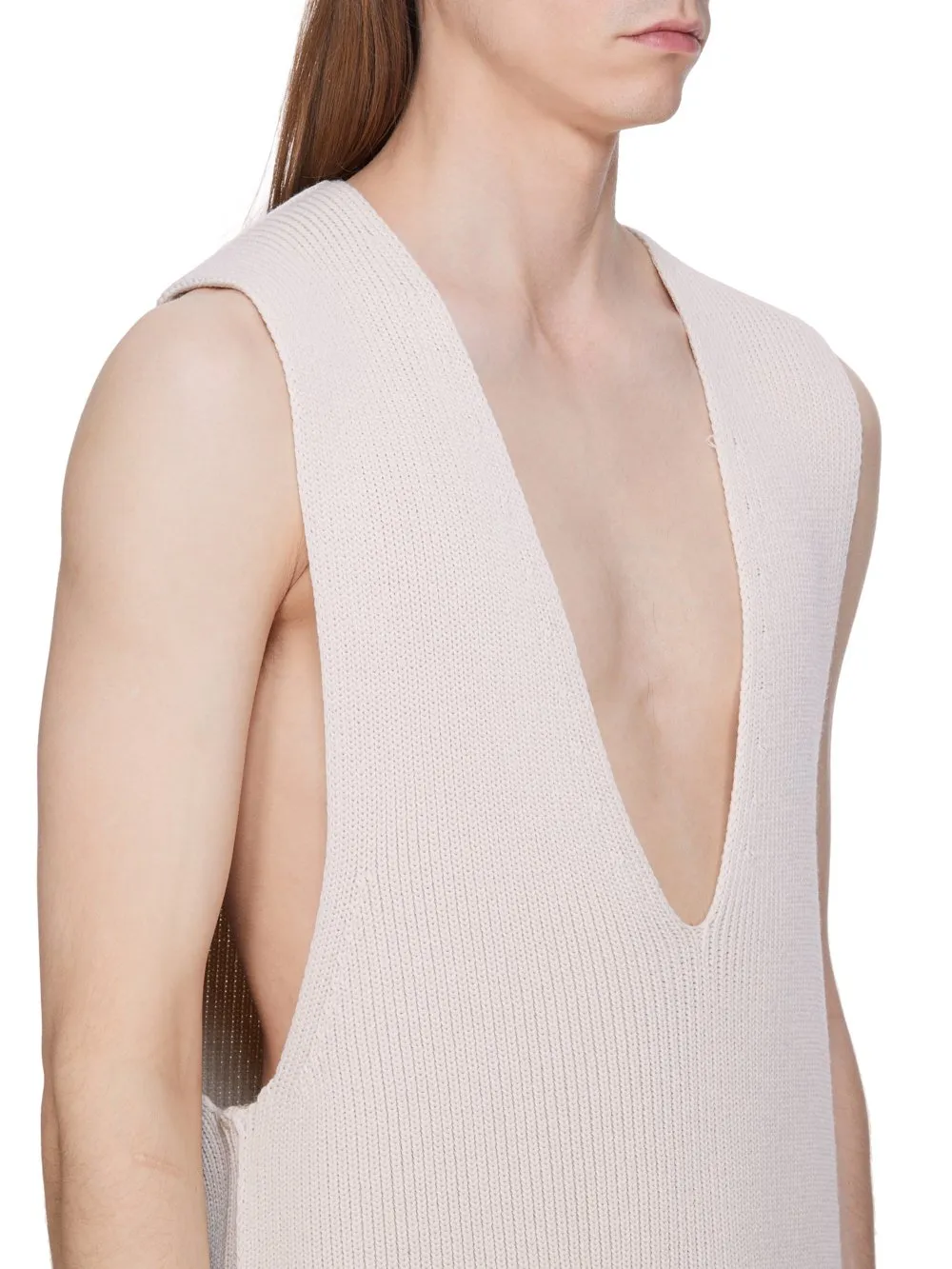 Rick Owens Concordians Runway V Tank In Natural Wool