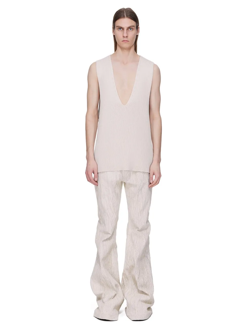 Rick Owens Concordians Runway V Tank In Natural Wool
